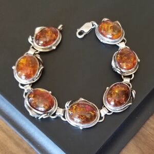 RARE Silpada Sterling Silver & Amber Bracelet
